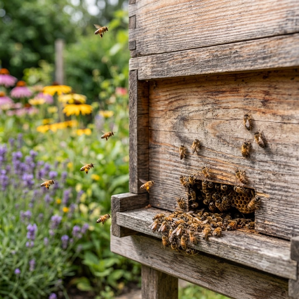 Bienen vor dem Flugloch